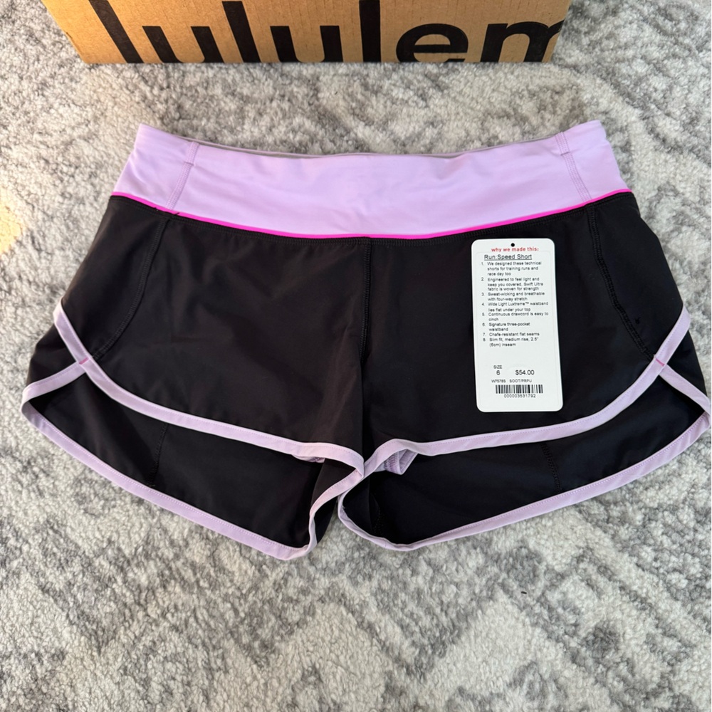Lululemon dark Grey and Purple run speed Shorts
